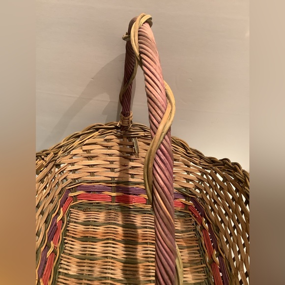 new vintage large clay pansies painted wicker basket - Picture 11 of 12